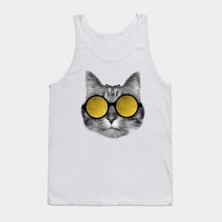 Rich cat wearing yellow sunglasses Tank Top